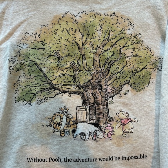 Disney Winnie the Pooh Woman’s cream Sweatshirt Crop Top - Picture 2 of 7